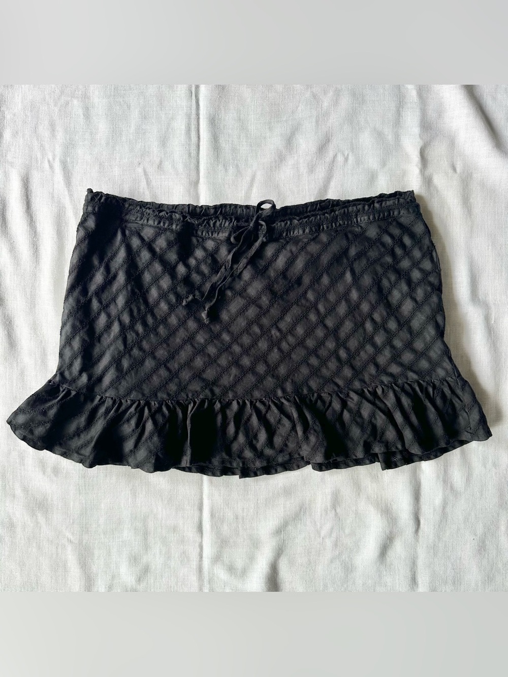 Roxy Black Mini Skirt with Ruffle Hem, Medium